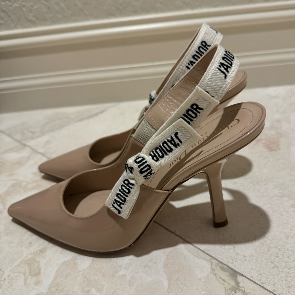 J’Dior  Patent Leather Sling Back